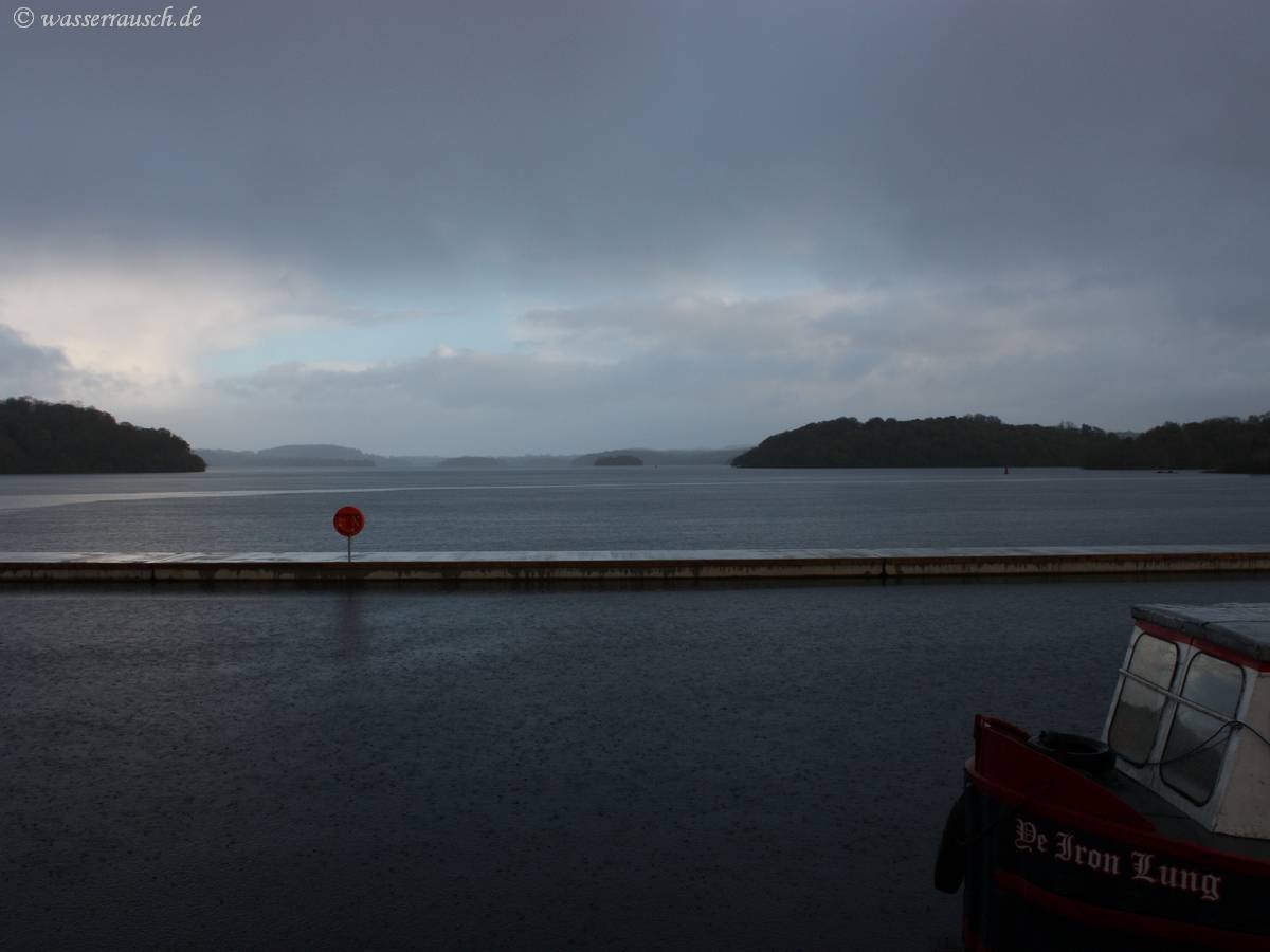 Rain arriving at Lough Key Forest Park jetty